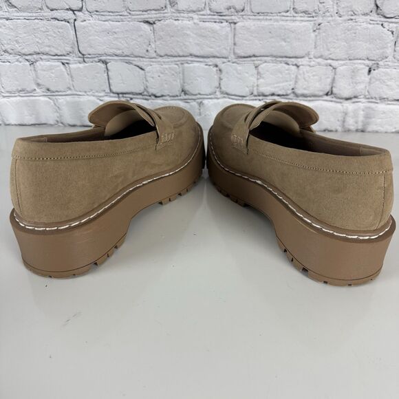 Torrid Lug Sole Penny Loafers Platform Shoes in Tan Faux Suede Women Size 7 WW - Picture 9 of 12